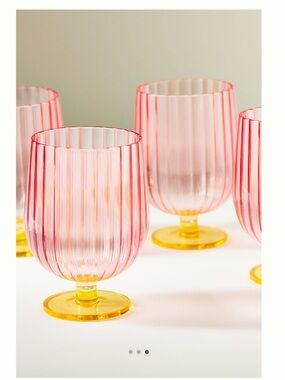 Anthropologie Raquel Scallop Acrylic Pink Goblets, Set of 4 -NEW
